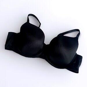 Cacique Lightly Lined Full Coverage Bra 46C Black Bow Underwired Light Padding